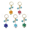 Glass Synthetic Turquoise Turtle Keychains KEYC-MZ00040-2