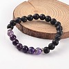 Natural Lava Rock Beaded Stretch Bracelets BJEW-JB02184-04-1