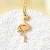 304 Stainless Steel Flamingo Shaped Pendant Cable Chain Necklaces for Women Men NJEW-Q032-02B-G-1