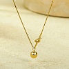 304 Stainless Steel Round Ball Knot Pendant Necklaces for Women NJEW-U031-05G-2