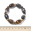 Natural Banded Agate Bead Stretch Bracelets G-P570-01M-5