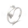 Non-Tarnish 304 Stainless Steel Hand Hug Cuff Ring for Women RJEW-K245-34P-3