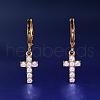 Fashionable Cross Brass Hoop Earrings WA8660-2