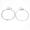 Bohemian Ethnic Style Natural Shell & Glass Seed Beaded Double Layer Choker Necklaces FS-WG063D6-01-5