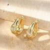 Teardrop Brass Micro Pave Clear Cubic Zirconia Hoop Earrings EJEW-D311-109G-1
