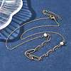 304 Stainless Steel & Glass Pearl Oval Link Chain Necklaces for Women NJEW-A045-04G-1-2