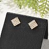 Square Brass Micro Pave Clear Cubic Zirconia Stud Earrings for Women EJEW-G428-12G-01-2