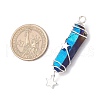 3Pcs 3 Styles Electroplated Natural Quartz Crystal Pointed Copper Wire Wrapped Pendants PALLOY-JF03767-03-2