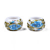 Flower Printed Opaque Acrylic Rondelle Beads SACR-S305-27-J02-2