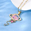 304 Stainless Steel Hot Pearl Enamel Constellation Planet Pendant Necklaces NJEW-D310-01C-G-1