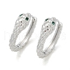 Brass Green Cubic Zirconia Hoop Earrings EJEW-Q016-12P-3