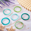 6Pcs 6 Styles 8mm Glass Round Beaded Stretch Bracelet Sets BJEW-TAC0025-15