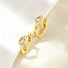 Teardrop Brass Micro Pave Clear Cubic Zirconia Hoop Earrings EJEW-D311-132G-2