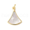 Brass Pave Natural White Shell Pendants KK-S522-05A-G-1