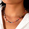 Faceted Round Dyed Mixed Stone & Brass Beaded Necklaces TY8520-3