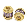 Rack Plating Brass Micro Pave Cubic Zirconia European Beads KK-F089-31G-04-2