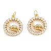 Brass Micro Pave Clear Cubic Zirconia Pendants ZIRC-M115-03G-1