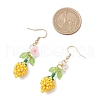 Flower 304 Stainless Steel Glass Seed Beads Dangle Earrings EJEW-MZ00470-03-4