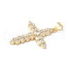 Brass Micro Pave Cubic Zirconia Cross Pendants ZIRC-I071-04G-02-2