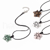 Macrame Pouch Braided Natual Mixed Gemstone Star Pendant Necklace for Women NJEW-JN04254-1