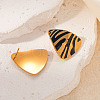 Triangle Leopard Print 304 Stainless Steel Stud Earrings FS-WGB4C4F-02-3