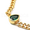 Cubic Zirconia Teardrop Link Bracelet with Curb Chains BJEW-A127-06G-3