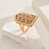 Brass Micro Pave Cubic Zirconia Geometric Statement Finger Rings for Women LY2631-1-1