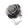 Glitter Powder Rose Resin Finger Rings RJEW-JR00731-03-4