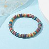 Polymer Clay Disc Heishi Surfer Stretch Bracelets BJEW-JB09834-01-3