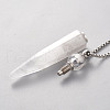 Natural Quartz Crystal Openable Perfume Bottle Pendant Necklaces NJEW-H216-05P-3