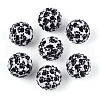 Cow Stripe Print Pattern Resin Rhinestone Round Beads OACR-N145-01-1
