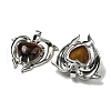 Natural Tiger Eye Heart Pendants G-M434-02P-22-2