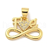 Rack Plating Brass Micro Pave Clear Cubic Zirconia Pendants KK-B091-49G-01-1
