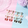 Heart with Bowknot Alloy Enamel Dangle Stud Earrings EJEW-JE06355-1