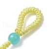Baking Painted Imitation Jade Glass Woven Clover Pendant Decorations HJEW-JM03148-02-5