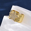 Brass Micro Pave Clear Cubic Zirconia Cuff Rings for Women RJEW-H248-08G-01-3