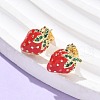 Brass Enamel Stud Earrings EJEW-Q017-04G-2