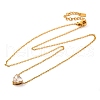 Ion Plating(IP) 304 Stainless Steel Pave Cubic Zirconia Heart Pendant Cable Chain Necklaces for Women NJEW-G142-07G-01-2