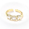 Oval Brass Micro Pave Cubic Zirconia Cuff Bangles & Rings Sets for Women SJEW-R002-06G-08-2