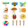 100Pcs 10 Styles Elecrelive Mixed Shapes Wood Pendants WOOD-EL0001-01-1
