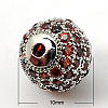 Brass Cubic Zirconia Beads ZIRC-D009-04P-2