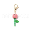 Mother's Day Carnation Glass Seed Beads & Acrylic Dendant ecorations HJEW-MZ00228-03-2