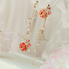 Sweet Style Alloy Resin Flower Tassel Stud Earrings FS-WGC6399-06-1