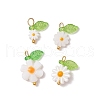 4Pcs 4 Styles Natural Freshwater Shell Enamel Pendants PALLOY-JF03480-1