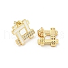 Hollow Rhombus Real 18K Gold Plated Brass Stud Earrings EJEW-L269-102G-02-2