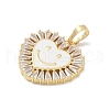 Rack Plating Brass Micro Pave Clear Cubic Zirconia Pendants KK-A224-15G-03-2