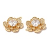 Brass Micro Pave Cubic Zirconia and Glass Charms KK-B074-24G-2