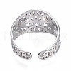 304 Stainless Steel Leaf Wrap Open Cuff Ring RJEW-T023-37P-2