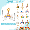 15Pcs Rainbow Alloy Enamel Badge Reel Pendant Decoration HJEW-DR00047-2