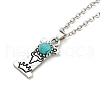 Letter A~Z Antique Silver Plated Alloy with Synthetic Turquoise Pendant Necklaces NJEW-G080-01I-2
